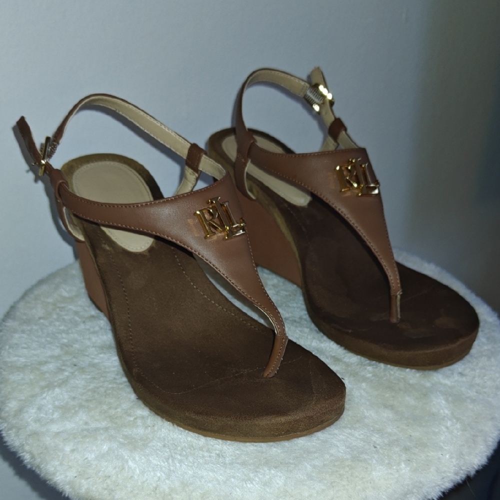 Lauren Ralph Lauren Tan Wedge Sandals